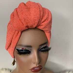 Elegant Orange Turban Headwrap